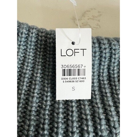 Loft Women's Cropped Cowl Neck Blue Sweater Size Small New With Tags - Picture 4 of 11